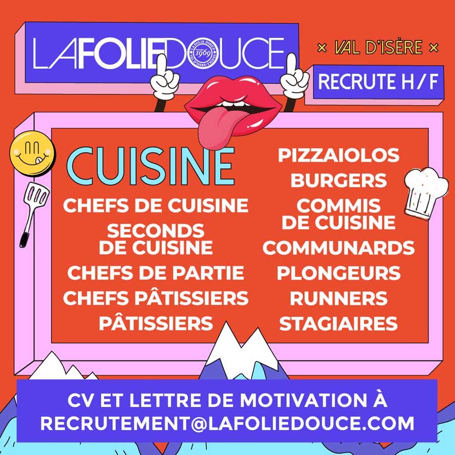 Recrutement folie Douce postes cuisine