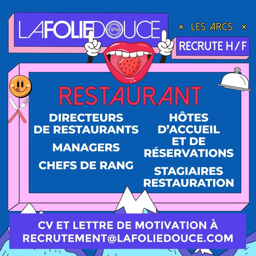 Recrutement folie Douce postes restaurants