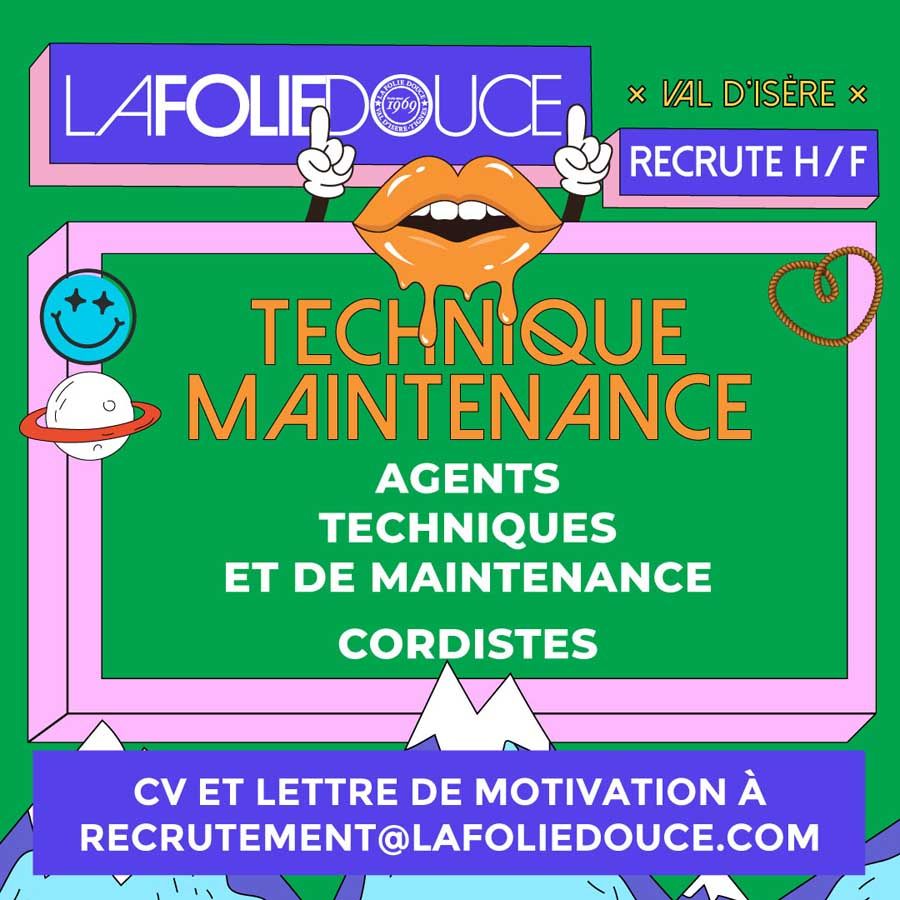 Recrutement folie Douce postes entretien & maintenance