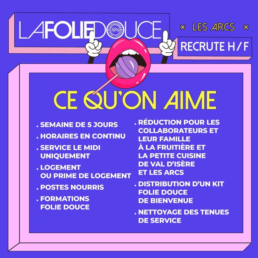 Recrutement folie Douce postes restaurants