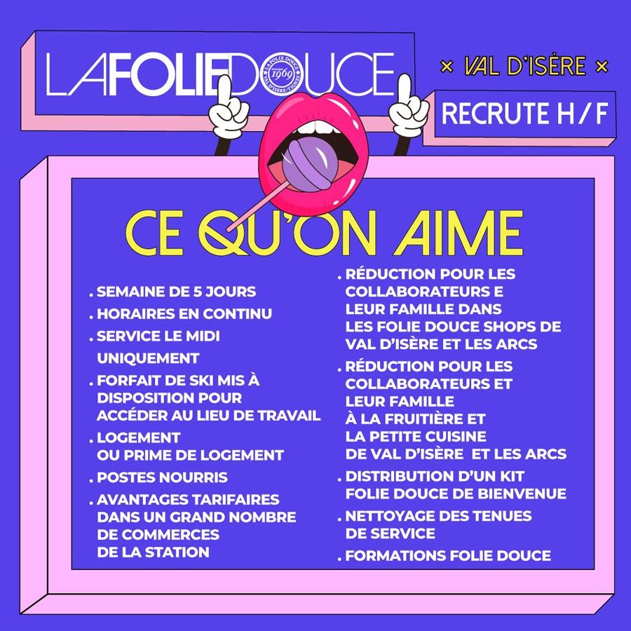 Recrutement folie Douce postes restaurants